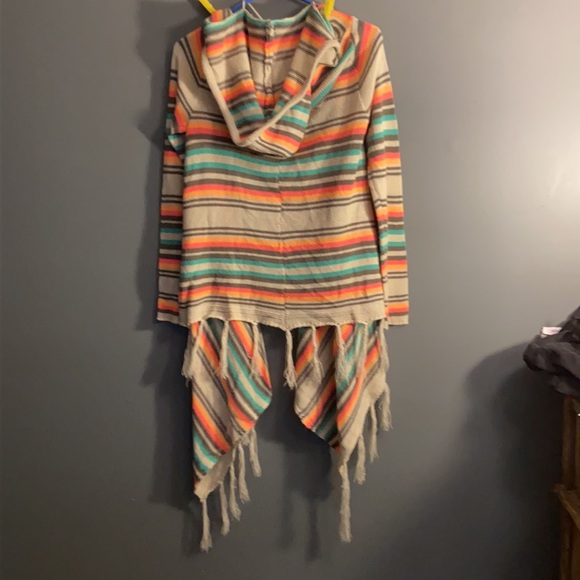 Elegant Striped Hooded Cardigan Sweater (XL) - Picture 3 of 4